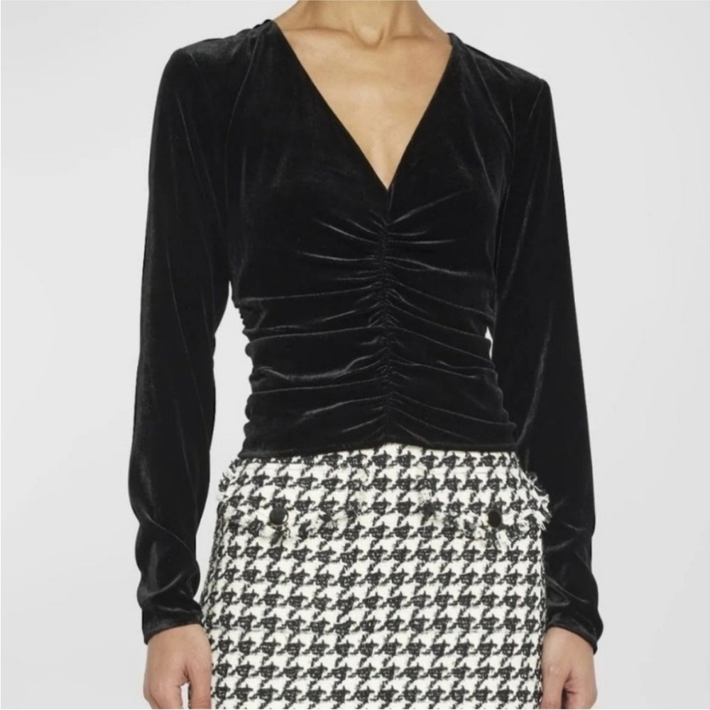 Veronica Beard Pelona Velvet Blouse Black